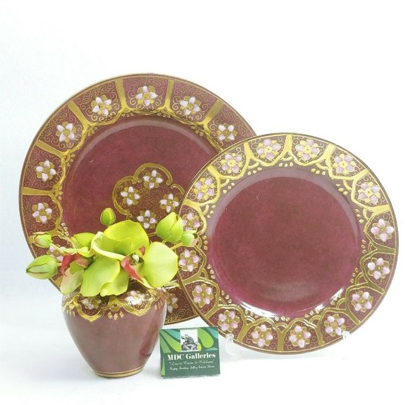 Decorative Dinner Salad Plate Vase set Toyo Orig Decal Moriage Relief Texture - Picture 10 of 10